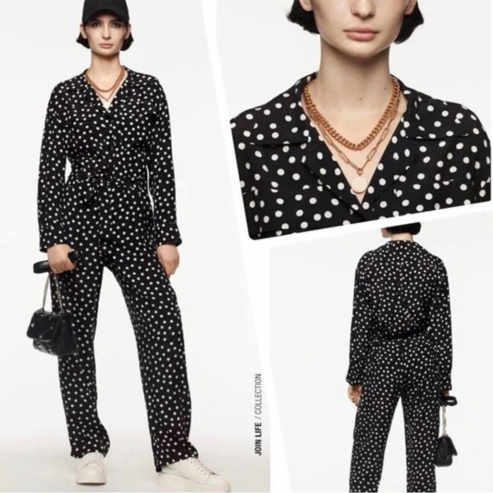 ZARA Black V-Neck Jumpsuit - Size XS - New Without Tags 🖤